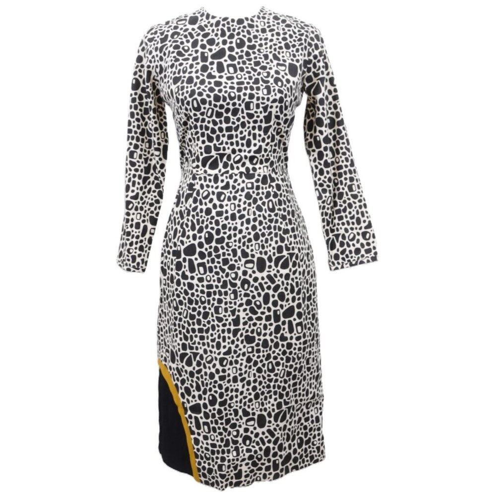 Peter Jensen Art to Wear Abstact Cotton Silk Midi Dress Business Office Size XS